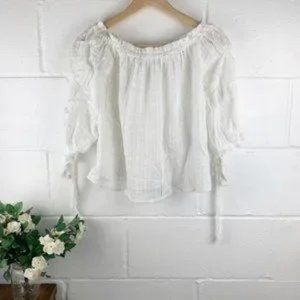 SHE + SKY White Off The Shoulders 3/4 Sleeves Top Size Large